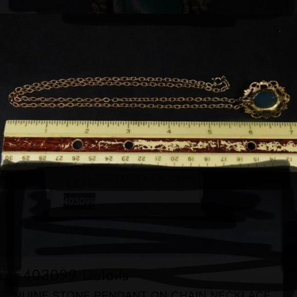 VINTAGE GENUINE STONE PENDANT ON 24”CHAIN NECKLACE - Picture 3 of 3